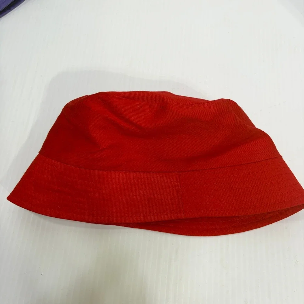 Red Bucket Hat Womens Solid Cotton Blend Sun Fisherman Summer Beach Travel Cap